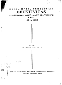 Hasil-Hasil Penelitian Efektivitas Penggunaan Alat-Alat Kontrasepsi Bali 1971-1972