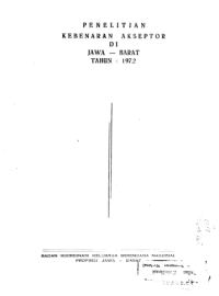 Penelitian Kebenaran Akseptor di Jawa Barat Tahun 1972