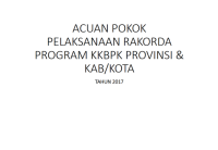 ACUAN POKOK PELAKSANAAN RAKORDA PROGRAM KKBPK PROVINSI & KAB/KOTA