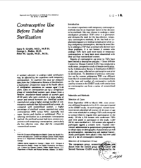 Contraceptive Use Before Tubal Sterilization