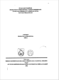 Evaluasi Dampak Penelitian Operasional Tahap Diseminasi di Wilayah Pembantu Gubernur Untuk Pati dan Pekalongan: Seri 6