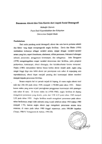 Femomena Aborsi Dan Usia Kawin Dari Aspek Sosial Demografi