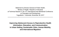 Improving Adolescent Access to Reproductive Health Information, Education, and Communication in Urban Setting, Sustainable Cities, Human Mobility, and International Migration