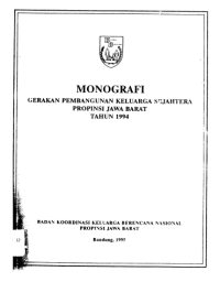 Monografi Gerakan Pembangunan Keluarga Sejahtera Propinsi Jawa Barat Tahun 1994