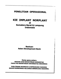 Penelitian Operasional KIE Implant Norplant di Sumatera Barat & Lampung Indonesia