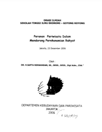 Peranan Pariwisata Dalam Mendorong Perekonomian Rakyat