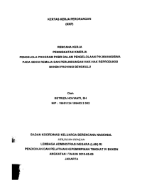 Rencana kerja peningkatan kinerja pengelola program PKBR dalam pengelolaan PIK-Mahasiswa pada Seksi Remaja dan Perlindungan Hak-hak Reproduksi   BKKBN Provinsi Bengkulu : Kertas Kerja Perseorangan (KKP)