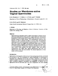 Studies On Membrane-Active Vaginal Spermicides