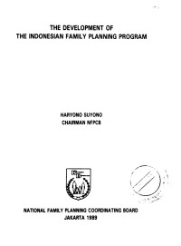 The Development of The Indonesia Family Planning Program