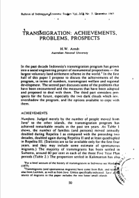 Transmigration: Achievements, Problems, Prospects