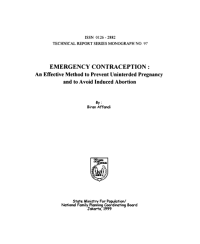 TRS No. 97 Emergency Contraception: An Effective Method to Prevent Uninterded Pregnancy and to Avoid Induced Abortion